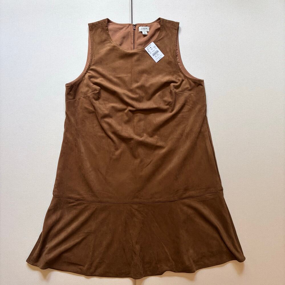NWT J CREW FAUX SUEDE FLOUNCE HEM MINI SHIFT DRESS 12